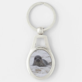 Seal - Animal Photo Afbeelding Oval Metal Sleutelh Sleutelhanger