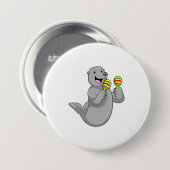 Seal as Musician with Maracas Ronde Button 7,6 Cm (Voorkant /achterkant)