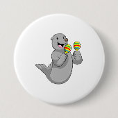 Seal as Musician with Maracas Ronde Button 7,6 Cm (Voorkant)
