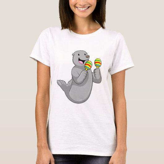 Seal as Musician with Maracas T-shirt (Voorkant)