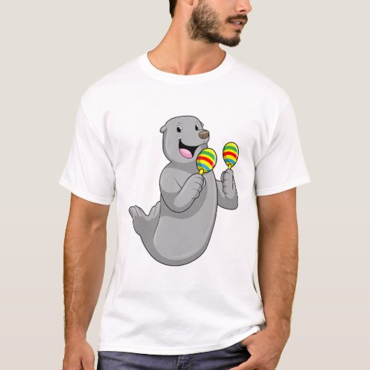 Seal as Musician with Maracas T-shirt (Voorkant)