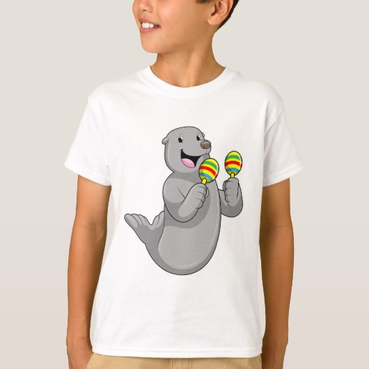 Seal as Musician with Maracas T-shirt (Voorkant)