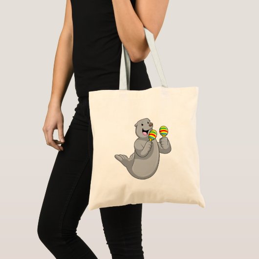 Seal as Musician with Maracas Tote Bag (Voorkant (product))