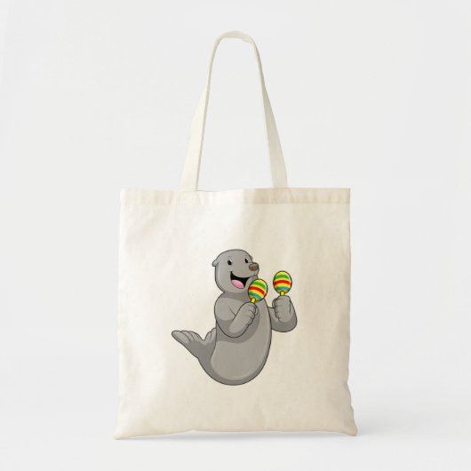 Seal as Musician with Maracas Tote Bag (Voorkant)