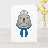 Seal as Sailor with Sailor hat Kaart (Gele Bloem)