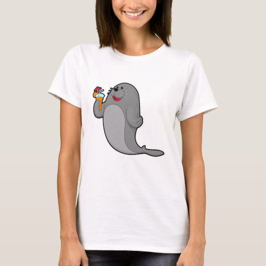 Seal at Drinking with Juice T-shirt (Voorkant)