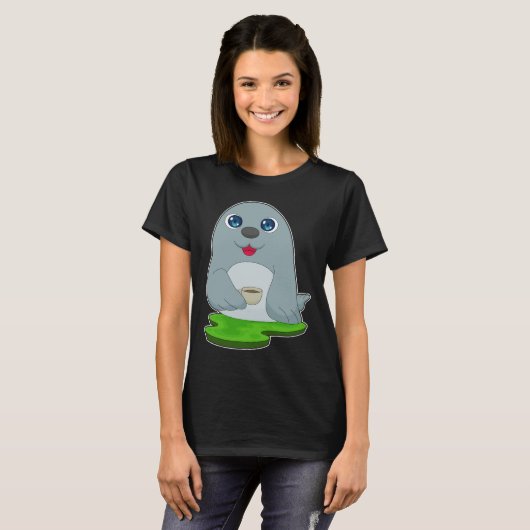 Seal Coffee Cup T-shirt (Voorkant volledig)
