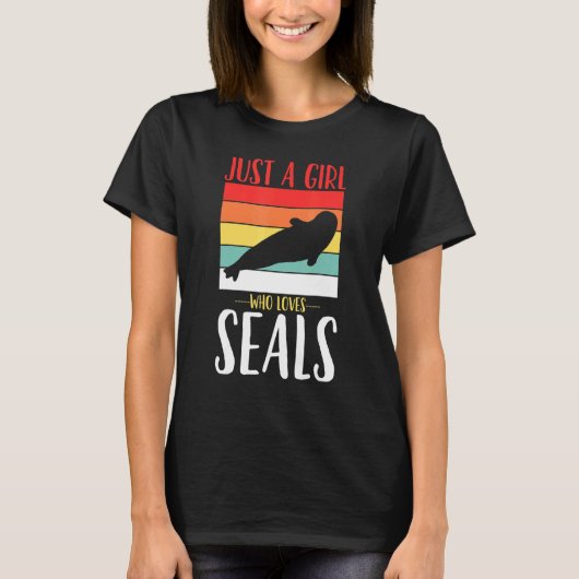 Seal Gewoon een meisje die houdt van zeehonden Ret T-shirt (Voorkant)