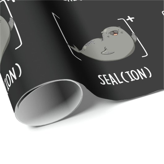 Seal Ion Funny Zee Lion Pun Dark BG Cadeaupapier (Rol Hoek)