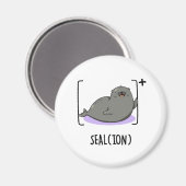 Seal Ion Funny Zee Lion Pun Magneet (Voorkant / Achterkant)