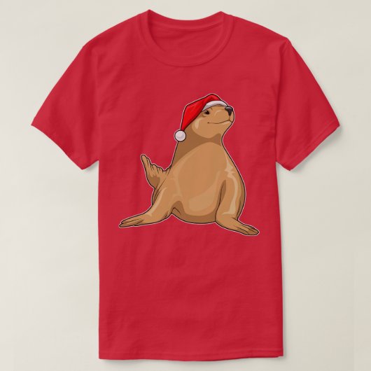 Seal Kerstmis Kerstman hoed T-shirt (Design voorkant)