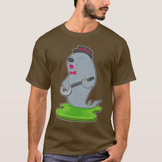 Seal muzikant gitaar muziek t-shirt (Voorkant)