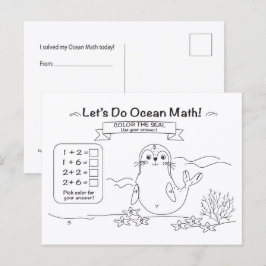 Seal Ocean Math Coloring Postcard Briefkaart