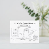 Seal Ocean Math Coloring Postcard Briefkaart (Staand voorkant)