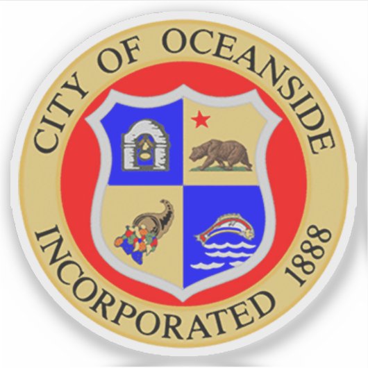 Seal of Oceanside, California, USA Sticker (Voorkant)