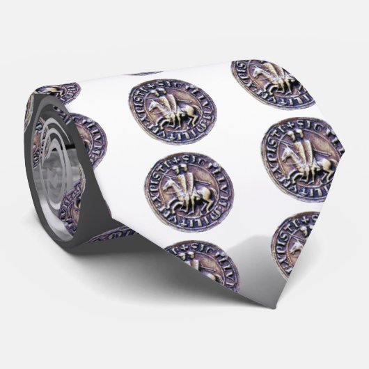 SEAL OF THE KNIGHTS TEMPLAR Grey White Gem Stropdas (Opgerold)