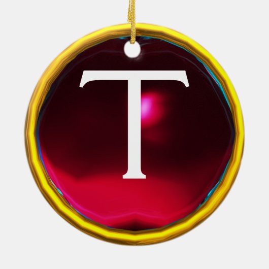 SEAL OF THE KNIGHTS TEMPLAR MONOGRAM burgundy Keramisch Ornament (Achterkant)