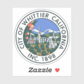 Seal of Whittier, California, USA Sticker (Vel)