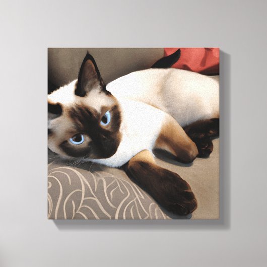 Seal Point Siamese Digital Portret Canvas Afdruk (Voorkant)