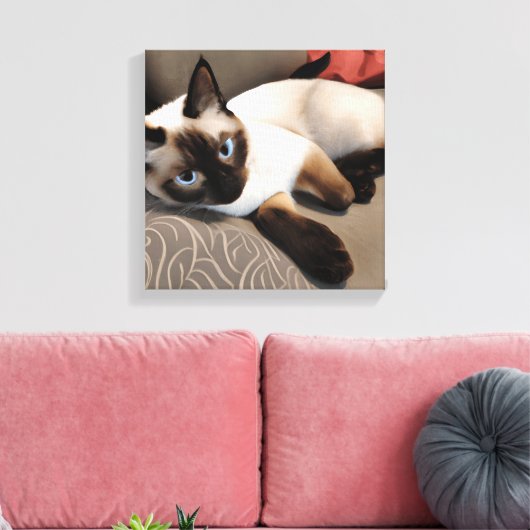 Seal Point Siamese Digital Portret Canvas Afdruk (Insitu (Woonkamer))