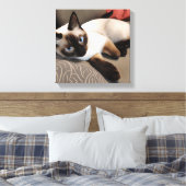 Seal Point Siamese Digital Portret Canvas Afdruk (Insitu (Slaapkamer))