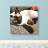 Seal Point Siamese Digital Portret Canvas Afdruk (Insitu (Houten vloer))