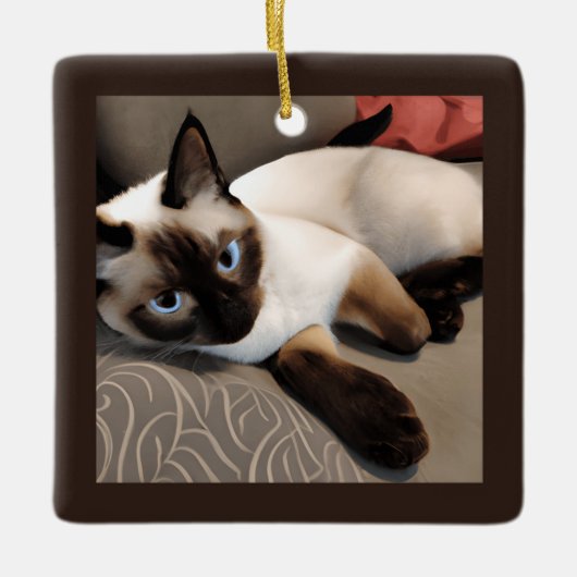 Seal Point Siamese Digital Portret Keramisch Ornament (Voorkant)