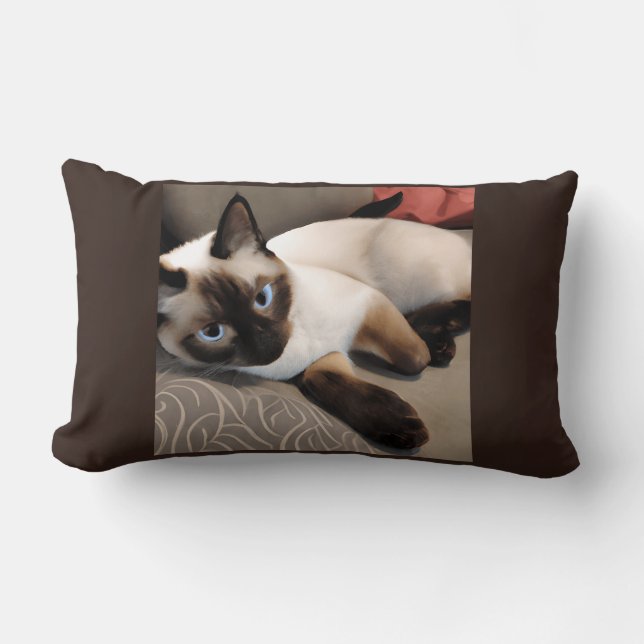 Seal Point Siamese Digital Portret Kussen (Voorkant)