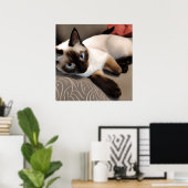 Seal Point Siamese Digital Portret Poster (Thuiskantoor)