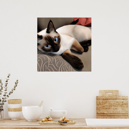 Seal Point Siamese Digital Portret Poster (Keuken)