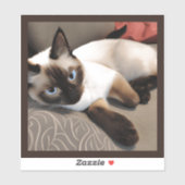 Seal Point Siamese Digital Portret Sticker (Vel)
