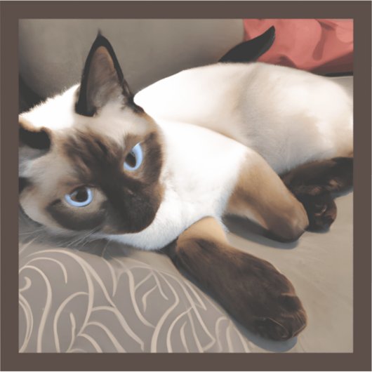 Seal Point Siamese Digital Portret Sticker (Voorkant)