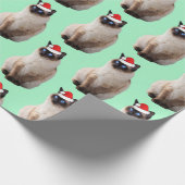 Seal Point Siamese met een Santa Hat Cadeaupapier (Hoek)