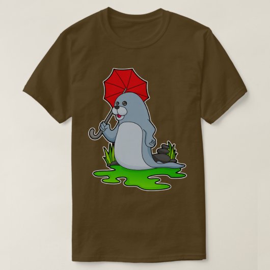 Seal Raining Paraplu 2 T-shirt (Design voorkant)