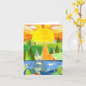 Seal River Kayak Sunrise Happy Place Art Kaart (Gele Bloem)