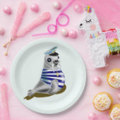 Seal Sailor Grappig Papier Borden -  Papieren Bordje (Feest)