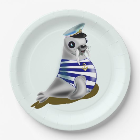 Seal Sailor Grappig Papier Borden -  Papieren Bordje (Voorkant)