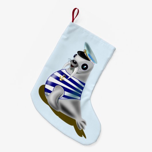 Seal Sailor Grappige Kerst kous Kleine Kerstsok (Voorkant (Hangend))