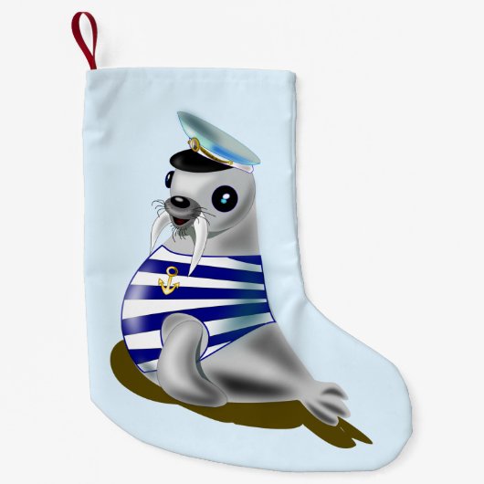 Seal Sailor Grappige Kerst kous Kleine Kerstsok (Voorkant)