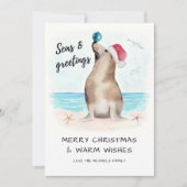 Seal Santa Zeeen & Groeten Kustkerst Feestdagenkaart (Voorkant)