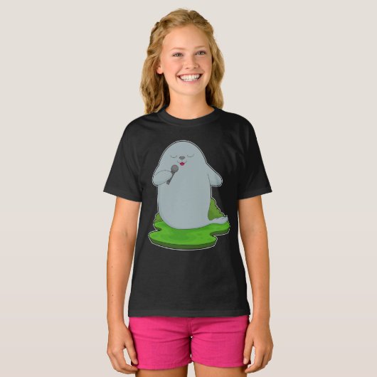 Seal Singer Microfoon Muziek T-shirt (Voorkant volledig)