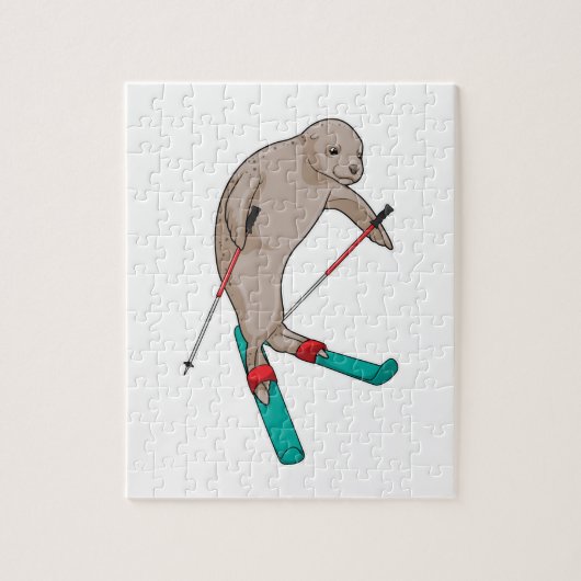 Seal Skier Ski Legpuzzel (Verticaal)