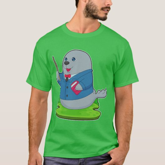 Seal Teacher Book School T-shirt (Voorkant)