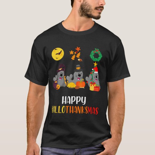 Seal Thanksgiving Merry Christmas Happy Hallothank T-shirt (Voorkant)