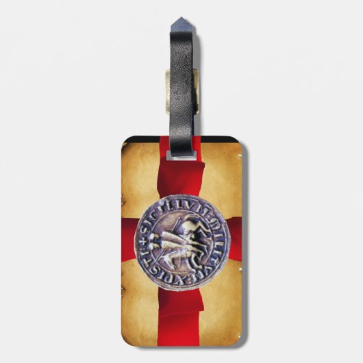 SEAL VAN DE KNIGHTS-TEMPLAR-PLAATS, blauw Bagagelabel (Achterkant verticaal)