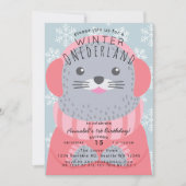 Seal Winter Onederland Kinderen Birthday Kaart (Voorkant)