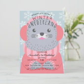 Seal Winter Onederland Kinderen Birthday Kaart (Staand voorkant)