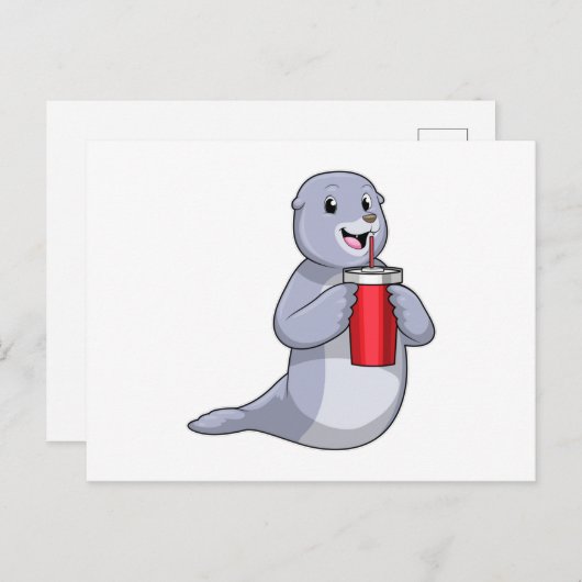Seal with Drinking cup Briefkaart (Voorkant / Achterkant)