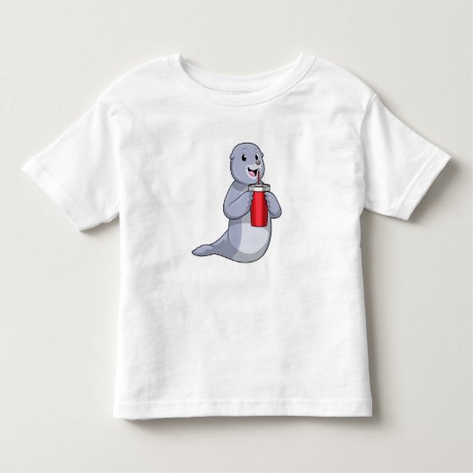 Seal with Drinking cup Kinder Shirts (Voorkant)