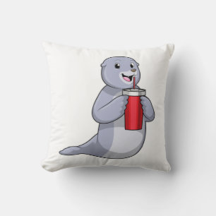 Seal with Drinking cup Kussen